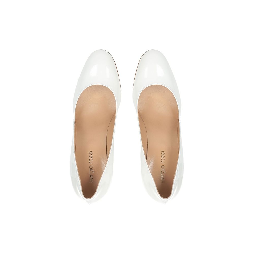 White Calfskin High Heel Pumps