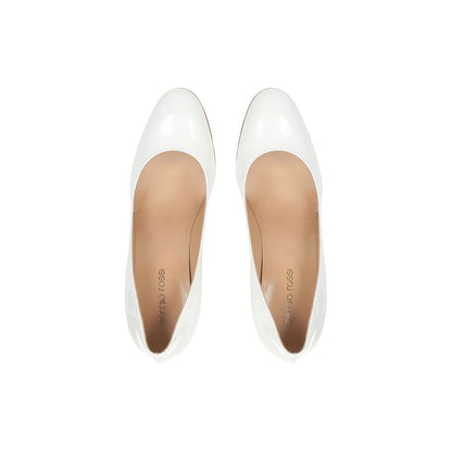 White Calfskin High Heel Pumps
