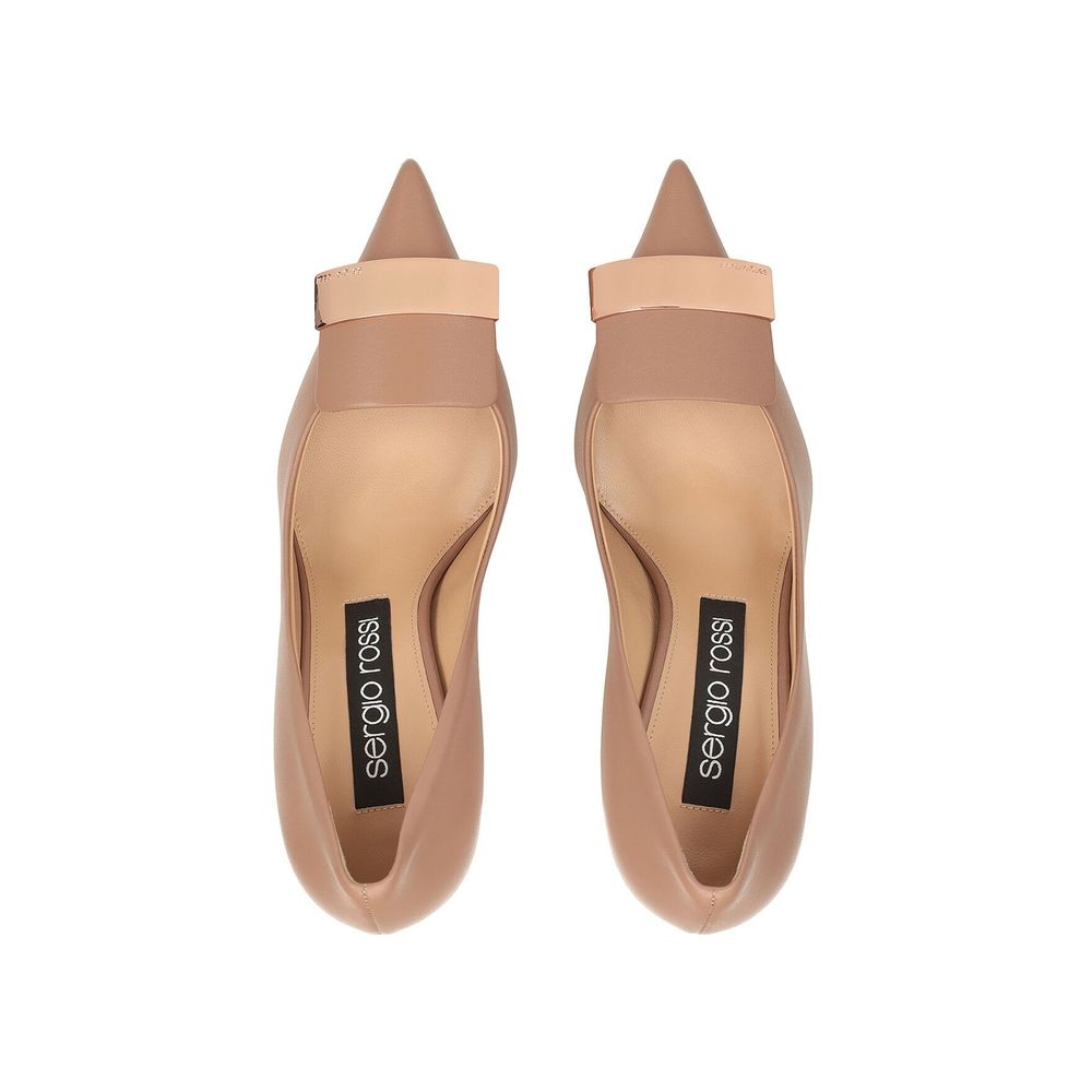 Beige Calfskin High Heel Pumps