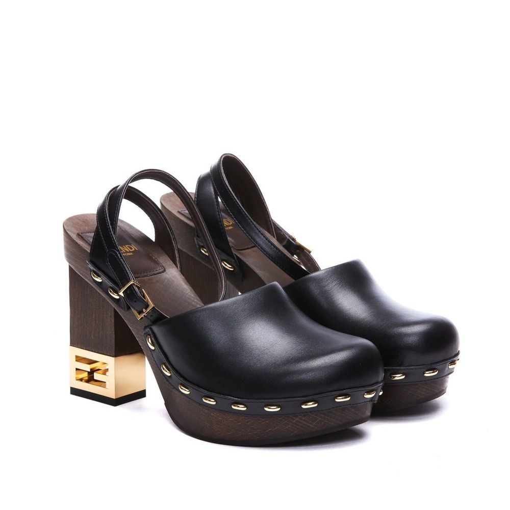 Black Calfskin Clogs