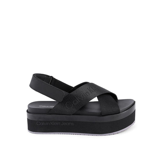 Black Recycled Polyester Platform Sandals
