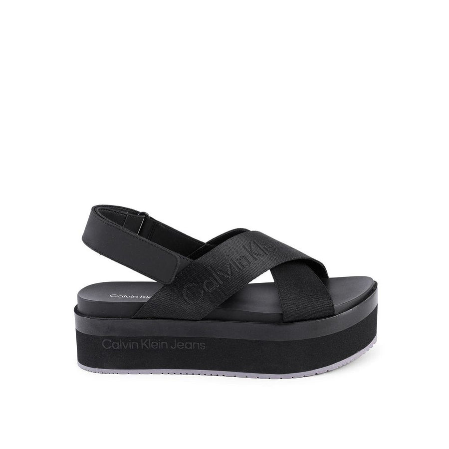 Black Recycled Polyester Platform Sandals