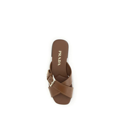 Brown Calf Leather Bos Taurus Flat Sandals