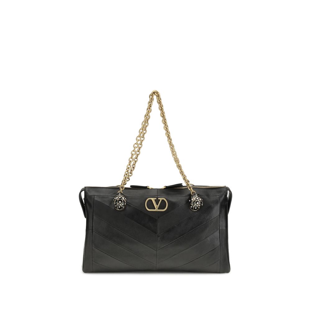 Black Lamb Leather Shoulder Bag