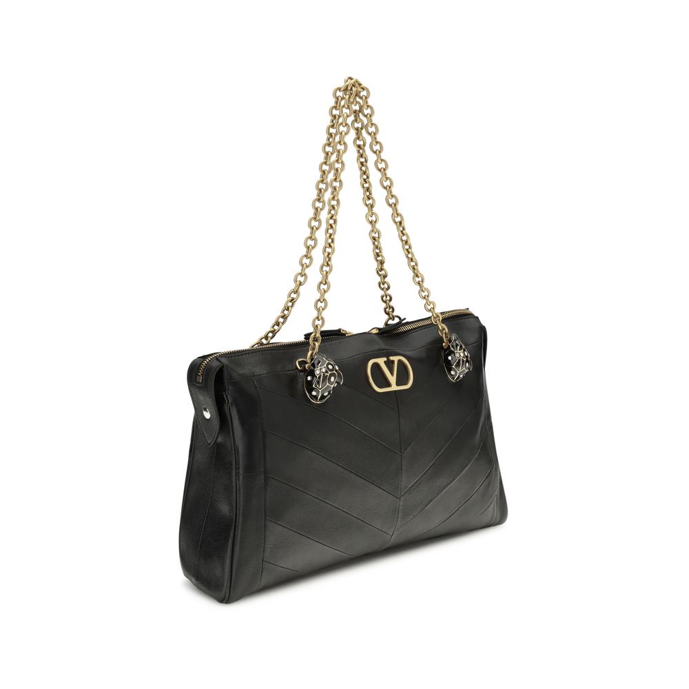Black Lamb Leather Shoulder Bag