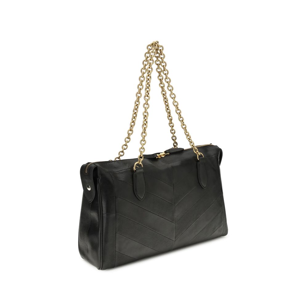 Black Lamb Leather Shoulder Bag