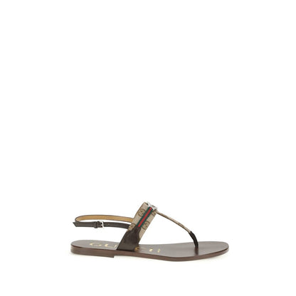Brown Calf Leather Bos Taurus Flat Sandals