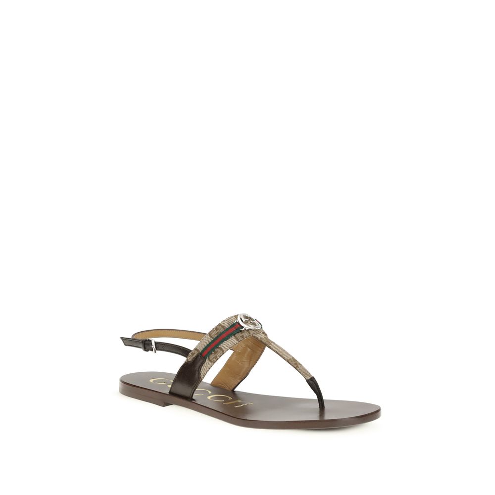 Brown Calf Leather Bos Taurus Flat Sandals