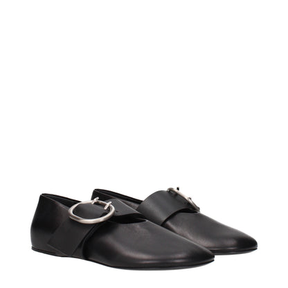 Black Leather Ballet Flats