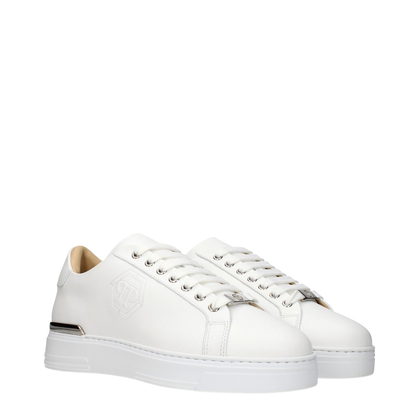 White Leather Low Top Sneakers