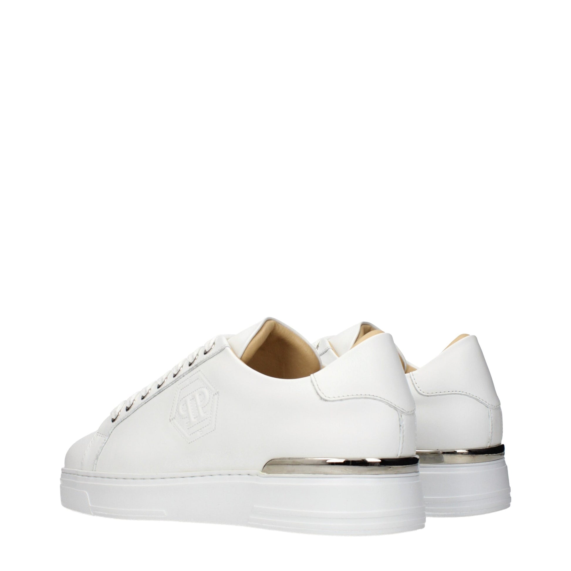 White Leather Low Top Sneakers