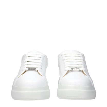 White Leather Low Top Sneakers